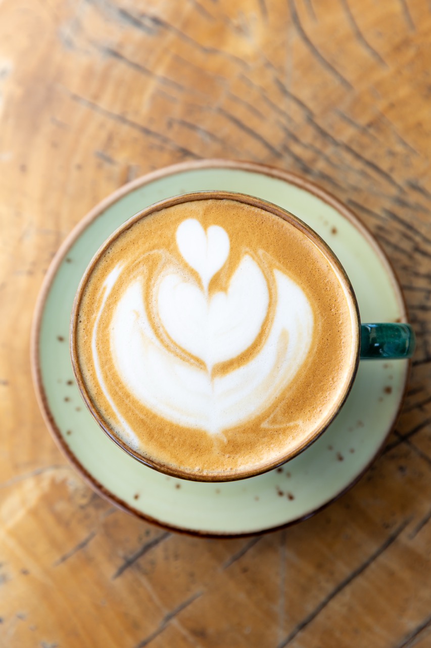 Artisanal coffee with heart-shaped latte art
